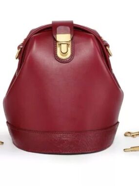 New Old Trend Doctor Bucket Crossbody Burgundy Leather w/ Dustbag